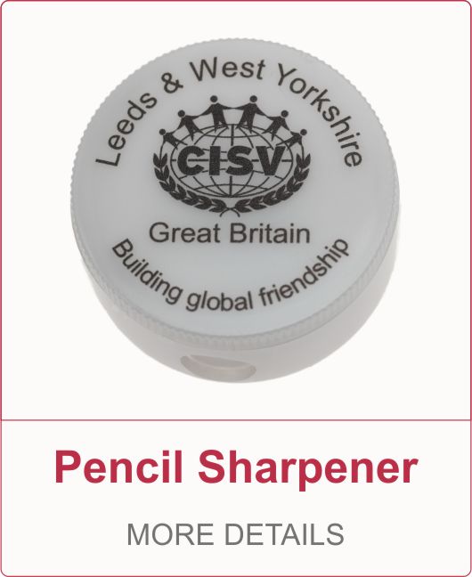 Round Pencil Sharpener printed with a full colour print
